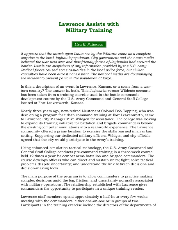 essay on military training